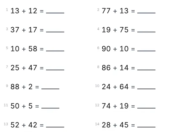 Example: Addition within 100