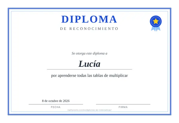 Ejemplo: Diplomas de matemáticas