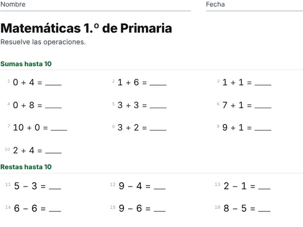 Ejemplo: 1.º de Primaria