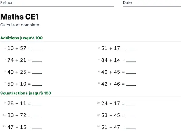 Exemple : CE1