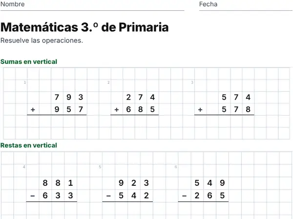 Ejemplo: 3.º de Primaria