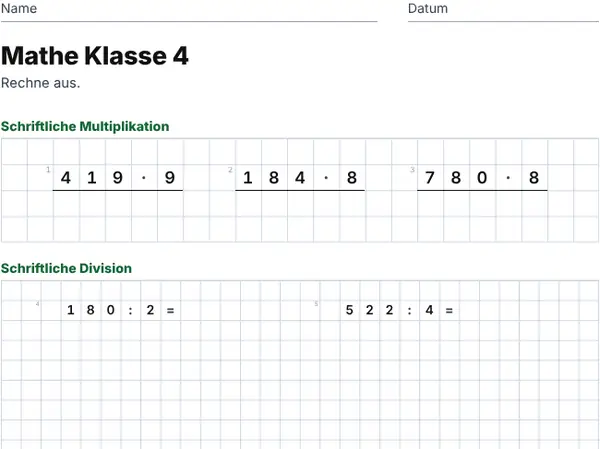 Beispielblatt: Klasse 4