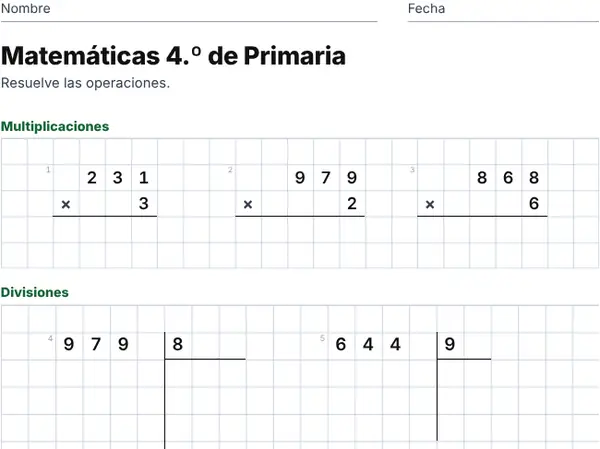 Ejemplo: 4.º de Primaria