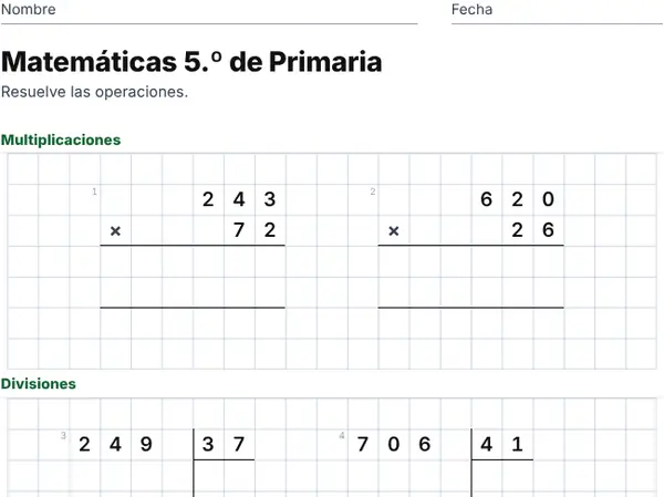 Ejemplo: 5.º de Primaria