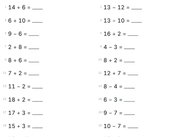 Example: Math facts drill