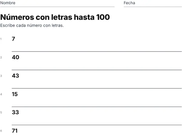 Ejemplo: Números con letras