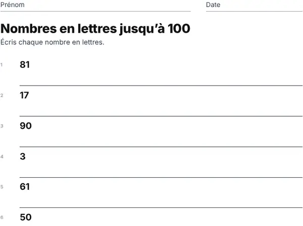 Exemple : Nombres en lettres